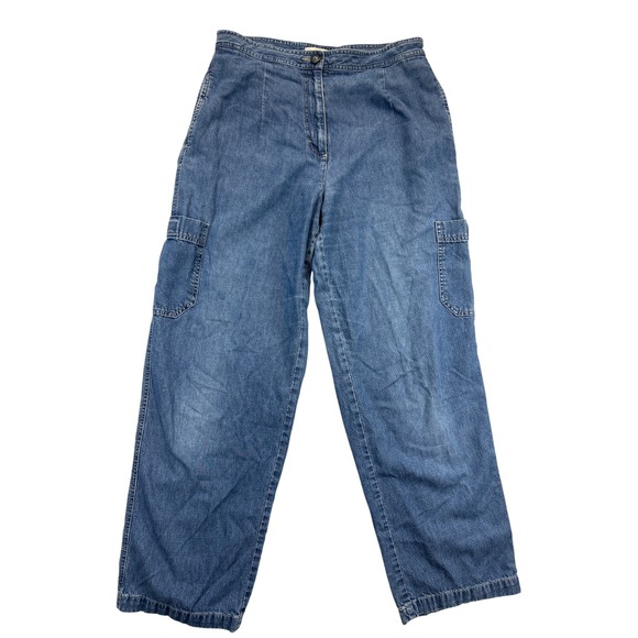 J.Jill Jeans Womens 12 Denim Blue High Rise Wide Leg Baggy - Picture 1 of 9